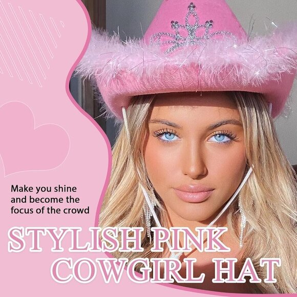 Pink Cowgirl Hat Set with Heart Sunglasses Bandana Western Costume Accessories main image 6